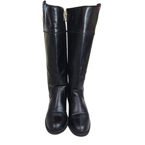 Tommy Hilfiger Womens Black Leather Tall Riding Boots Size 8.5M